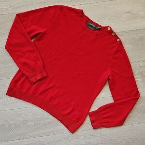 Lauren Ralph Lauren Red Cashmere Pullover Sweater, XL